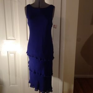 Yves Cossette Depeche Blue Silk Evening Dress